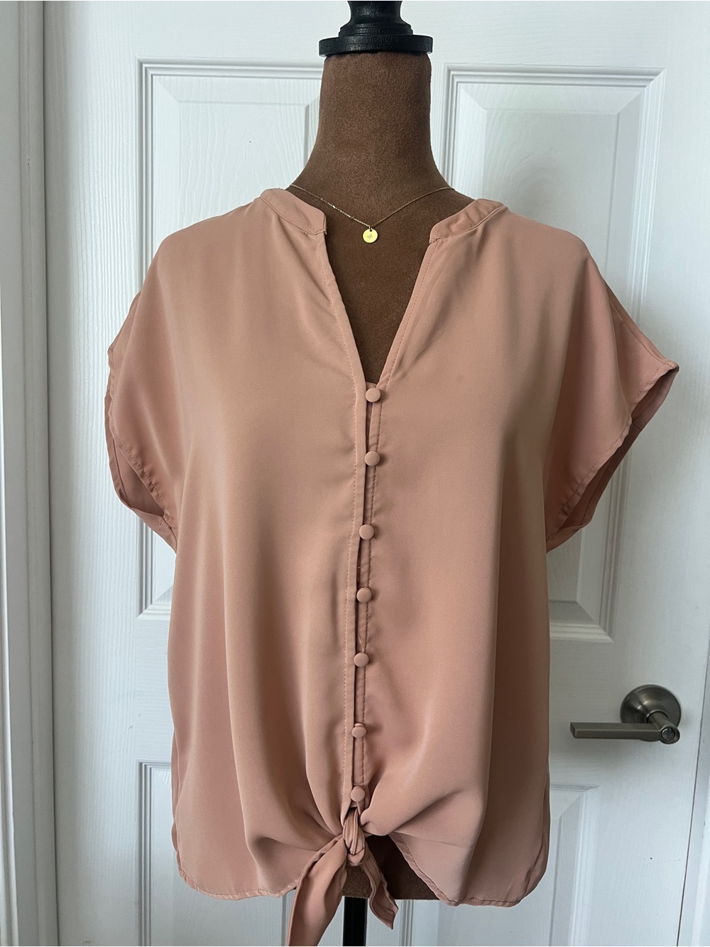 Olive & Oak Short Sleeve Blouse in Dusty Rose Tan